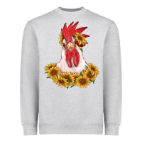 Heather Grey rooster head with sunflowers Heavyweight Sweatshirt - RanaPortraitStore