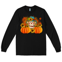 Black fall scarecrow with pumpkins Long Sleeve Tee - Artiststas