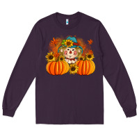 Plum fall scarecrow with pumpkins Long Sleeve Tee - Artiststas