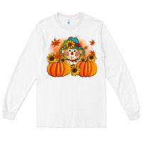 White fall scarecrow with pumpkins Long Sleeve Tee - Artiststas