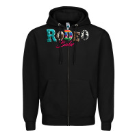 Black rodeo babe turquoise serape cowhide leopard Zipper Hoodie - Artiststas