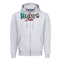 Heather Grey rodeo babe turquoise serape cowhide leopard Zipper Hoodie - Artiststas