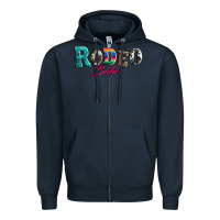 Navy rodeo babe turquoise serape cowhide leopard Zipper Hoodie - Artiststas