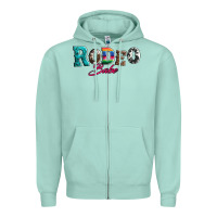 Seafoam rodeo babe turquoise serape cowhide leopard Zipper Hoodie - Artiststas