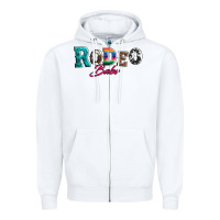 White rodeo babe turquoise serape cowhide leopard Zipper Hoodie - Artiststas