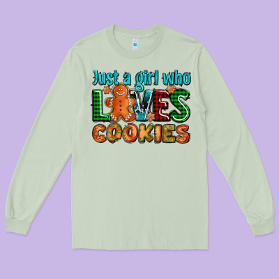 Just A Girl Who Loves Cookies Long Sleeve Tee Designed By Adodesignshop