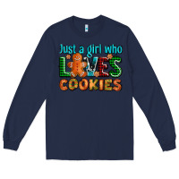 Navy just a girl who loves cookies Long Sleeve Tee - AdoDesignShop