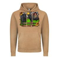 Vintage Camel black angus cattle and bull in barnyard Vintage Hoodie - RanaPortraitStore