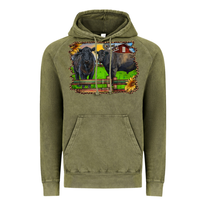 Black Angus Cattle And Bull In Barnyard Vintage Hoodie by RanaPortraitStore | Teevron