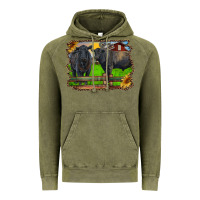 Vintage Olive black angus cattle and bull in barnyard Vintage Hoodie - RanaPortraitStore