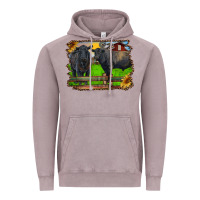 Vintage Zinc black angus cattle and bull in barnyard Vintage Hoodie - RanaPortraitStore