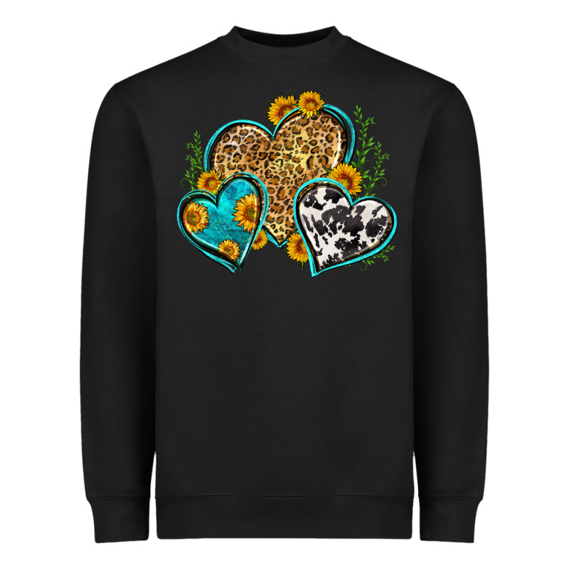 Leopard Cowhide Hearts Heavyweight Sweatshirt by Zillion Design Studio | Teevron