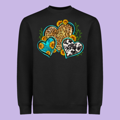 Leopard Cowhide Hearts Heavyweight Sweatshirt Designed By Zillion Design Studio