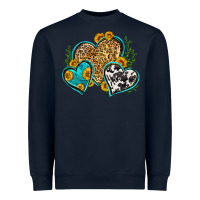 Navy leopard cowhide hearts Heavyweight Sweatshirt - Zillion Design Studio