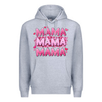 Heather Grey mama mama mama valentine's day Premium Hoodie - LillyAllenDesigns
