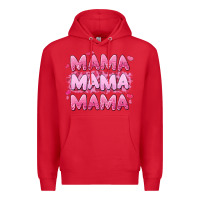 Red mama mama mama valentine's day Premium Hoodie - LillyAllenDesigns