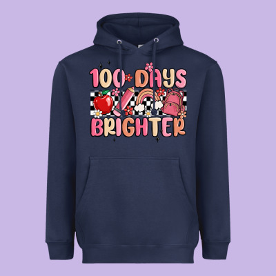 100 Days Brighter Heavyweight Hoodie Designed By Maliassmallbusiness