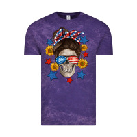 Cloud Purple American mom skull Vintage Tee - Neo Western