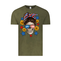 Vintage Olive American mom skull Vintage Tee - Neo Western