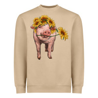 Mushroom pig with sunflowers Heavyweight Sweatshirt - RanaPortraitStore