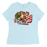 Baby Blue joy with baseball and christmas gift and candies Ladies Tee - AdoDesignShop