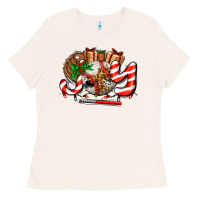 Bone joy with baseball and christmas gift and candies Ladies Tee - AdoDesignShop