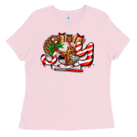 Bubblegum Pink joy with baseball and christmas gift and candies Ladies Tee - AdoDesignShop