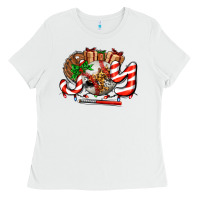 Joy With Baseball And Christmas Gift And Candies Ladies Tee | Teevron