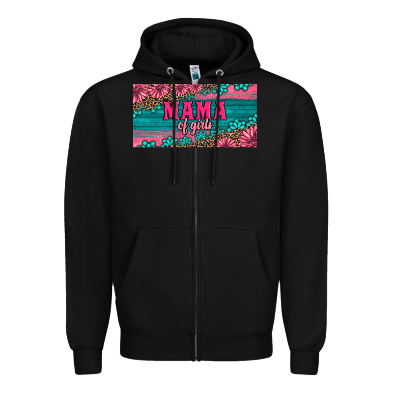 Pink Roses Mama Of Girls License Plate Zipper Hoodie by Artiststas | Teevron