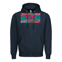 Navy pink roses mama of girls license plate Zipper Hoodie - Artiststas