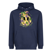 Navy smiley face mardi gras Heavyweight Hoodie - MaliasSmallBusiness