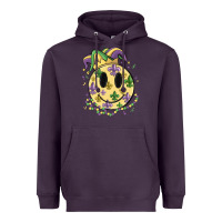 Plum smiley face mardi gras Heavyweight Hoodie - MaliasSmallBusiness