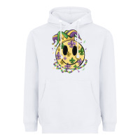 White smiley face mardi gras Heavyweight Hoodie - MaliasSmallBusiness