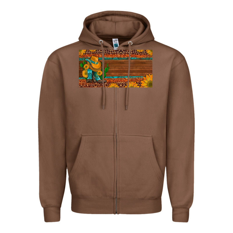 Custom Cowboy Boots Sunflowers And Cactus License Plate Zipper Hoodie by Artiststas | Teevron