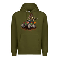 Army Green monster truck and t rex dinosaur Premium Hoodie - LillyAllenDesigns