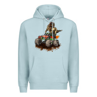 Blue Mist monster truck and t rex dinosaur Premium Hoodie - LillyAllenDesigns