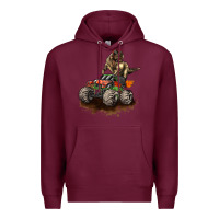 Burgundy monster truck and t rex dinosaur Premium Hoodie - LillyAllenDesigns