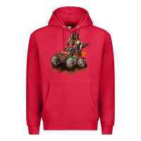 Cardinal monster truck and t rex dinosaur Premium Hoodie - LillyAllenDesigns