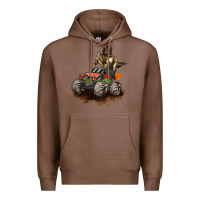 Chestnut monster truck and t rex dinosaur Premium Hoodie - LillyAllenDesigns