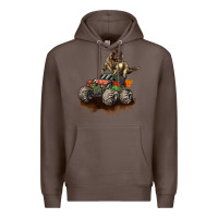 Coffee monster truck and t rex dinosaur Premium Hoodie - LillyAllenDesigns