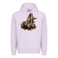 Lilac monster truck and t rex dinosaur Premium Hoodie - LillyAllenDesigns