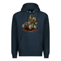 Navy monster truck and t rex dinosaur Premium Hoodie - LillyAllenDesigns