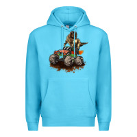 Ocean Blue monster truck and t rex dinosaur Premium Hoodie - LillyAllenDesigns
