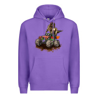 Purple monster truck and t rex dinosaur Premium Hoodie - LillyAllenDesigns