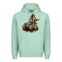 Seafoam monster truck and t rex dinosaur Premium Hoodie - LillyAllenDesigns