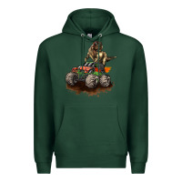 Sports Green monster truck and t rex dinosaur Premium Hoodie - LillyAllenDesigns