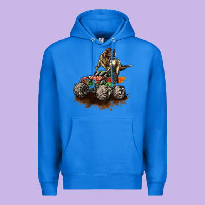 Monster Truck And T Rex Dinosaur Premium Hoodie Designed By Lillyallendesigns