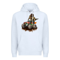 White monster truck and t rex dinosaur Premium Hoodie - LillyAllenDesigns