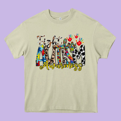Fight For Autism Awareness Heavy Core Tee Designed By Racoondesign