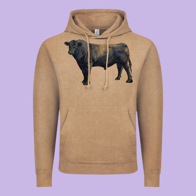 Black Angus Bull Vintage Hoodie Designed By Ranaportraitstore